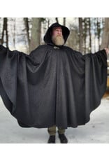 Cloakmakers.com 5889-Black Wool Blend Cloak w/ Flecks Of Gold & Gothic Rose Clasp