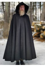 Cloakmakers.com 5889-Black Wool Blend Cloak w/ Flecks Of Gold & Gothic Rose Clasp