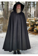Cloakmakers.com 5889-Black Wool Blend Cloak w/Gold Flecks & Gothic Rose Clasp