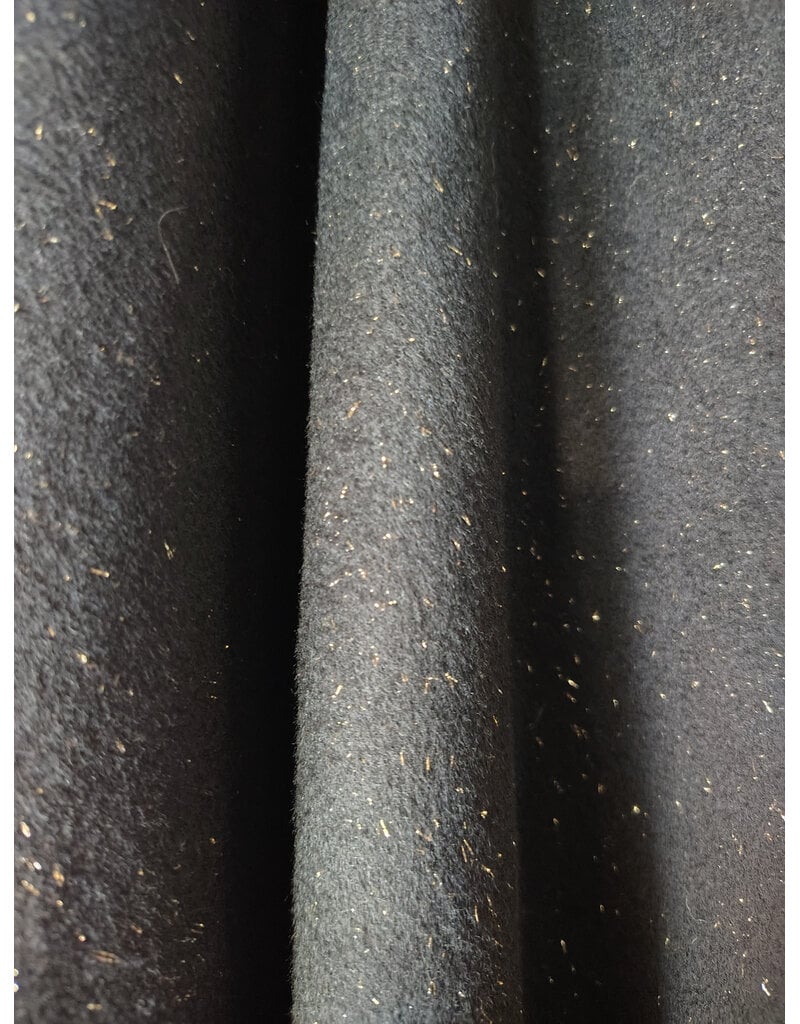 Cloakmakers.com 5889-Black Wool Blend Cloak w/ Flecks Of Gold & Gothic Rose Clasp