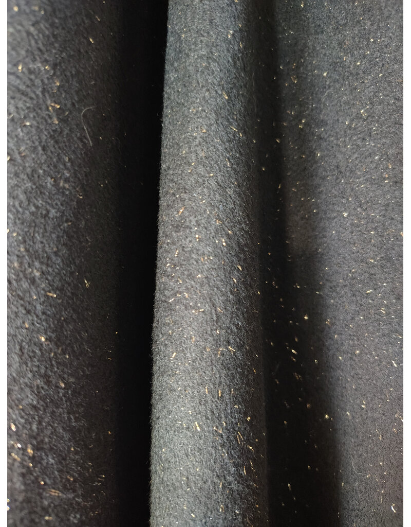 Cloakmakers.com 5889-Black Wool Blend Cloak w/Gold Flecks & Gothic Rose Clasp