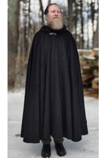 Cloakmakers.com 5889-Black Wool Blend Cloak w/ Flecks Of Gold & Gothic Rose Clasp
