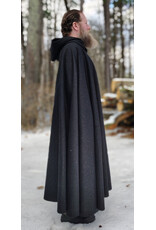 Cloakmakers.com 5889-Black Wool Blend Cloak w/Gold Flecks & Gothic Rose Clasp