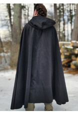 Cloakmakers.com 5889-Black Wool Blend Cloak w/Gold Flecks & Gothic Rose Clasp