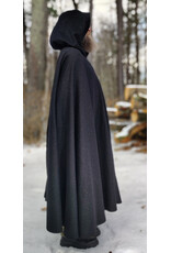 Cloakmakers.com 5889-Black Wool Blend Cloak w/Gold Flecks & Gothic Rose Clasp
