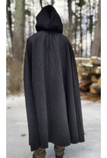 Cloakmakers.com 5889-Black Wool Blend Cloak w/Gold Flecks & Gothic Rose Clasp