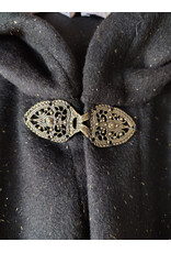 Cloakmakers.com 5889-Black Wool Blend Cloak w/Gold Flecks & Gothic Rose Clasp