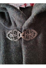 Cloakmakers.com 5890-Washable Green Wool Blend Ranger Cloak w/ Brown Hood Lining & Gothic Rose Clasp