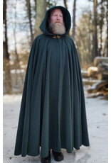Cloakmakers.com 5891-Washable Green Fleece Cloak w/ Triple Medallion Clasp