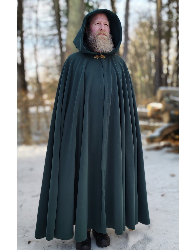 Cloakmakers.com 5891-Washable Green Fleece Cloak w/ Triple Medallion Clasp