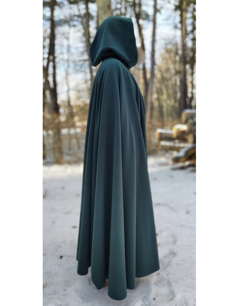 Cloakmakers.com 5891-Washable Green Fleece Cloak w/ Triple Medallion Clasp