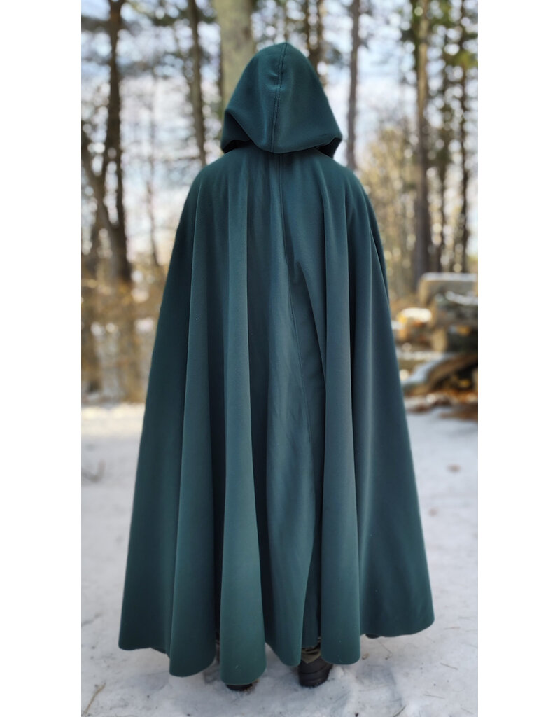 Cloakmakers.com 5891-Washable Green Fleece Cloak w/ Triple Medallion Clasp