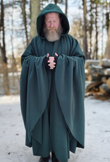 Cloakmakers.com 5891-Washable Green Fleece Cloak w/ Triple Medallion Clasp