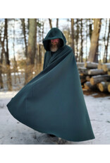 Cloakmakers.com 5891-Washable Green Fleece Cloak w/ Triple Medallion Clasp