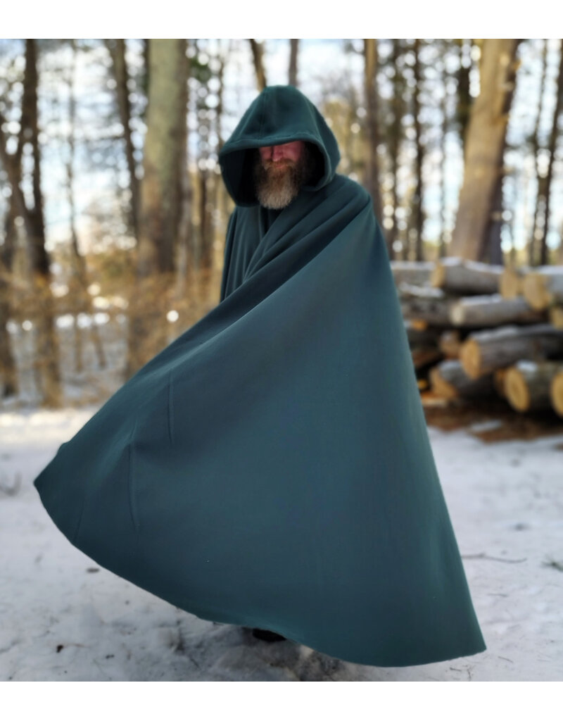 Cloakmakers.com 5891-Washable Green Fleece Cloak w/ Triple Medallion Clasp