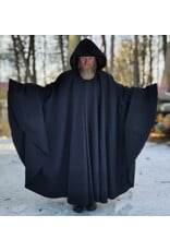 Cloakmakers.com 5893-Washable Black Wool Cloak w/ Olive Velvet Hood Lining & Triple Medallion Clasp