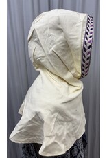 Cloakmakers.com H398 - Creamy White Hooded Cowl for Rain W/Leafy Vine Trim