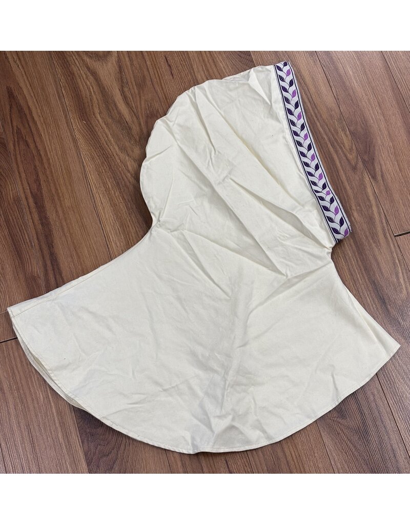 Cloakmakers.com H398 - Creamy White Hooded Cowl for Rain W/Leafy Vine Trim