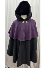 Cloakmakers.com 5526-Charcoal Grey Wool Cloak w/ Purple Mantle and Pockets