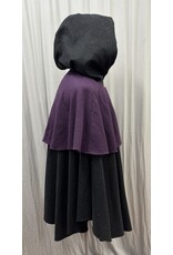 Cloakmakers.com 5526-Charcoal Grey Wool Cloak w/ Purple Mantle and Pockets