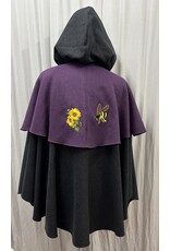 Cloakmakers.com 5526-Charcoal Grey Wool Cloak w/ Purple Mantle and Pockets