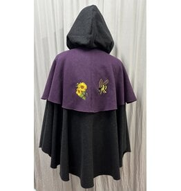 Cloakmakers.com 5526-Charcoal Grey Wool Cloak w/ Purple Mantle and Pockets