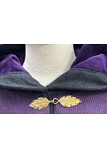 Cloakmakers.com 5526-Charcoal Grey Wool Cloak w/ Purple Mantle and Pockets