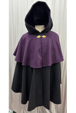 Cloakmakers.com 5526-Charcoal Grey Wool Cloak w/ Purple Mantle and Pockets