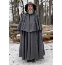 Cloakmakers.com 5895-Heathered Grey Wool Blend Mantel Cloak w/ Battle Axes Clasp