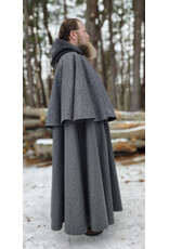 Cloakmakers.com 5895-Heathered Grey Wool Blend Mantel Cloak w/ Battle Axes Clasp