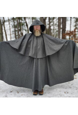 Cloakmakers.com 5895-Heathered Grey Wool Blend Mantel Cloak w/ Battle Axes Clasp