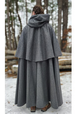 Cloakmakers.com 5895-Heathered Grey Wool Blend Mantel Cloak w/ Battle Axes Clasp