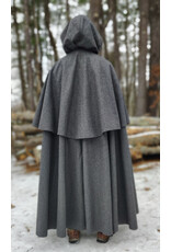 Cloakmakers.com 5895-Heathered Grey Wool Blend Mantel Cloak w/ Battle Axes Clasp