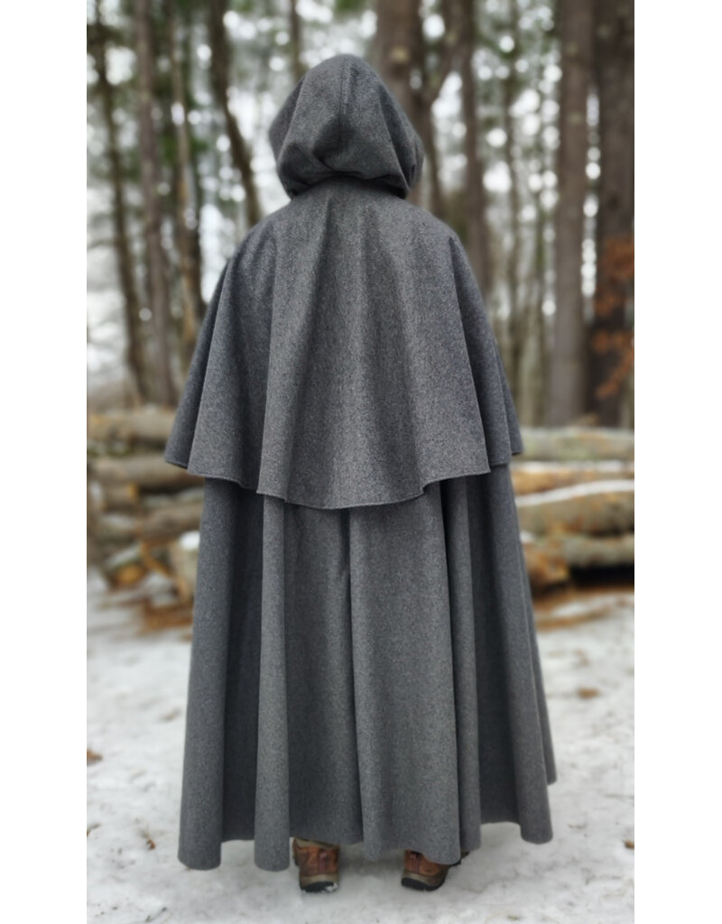 Cloakmakers.com 5895-Heathered Grey Wool Blend Mantel Cloak w/ Battle Axes Clasp