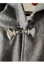 Cloakmakers.com 5895-Heathered Grey Wool Blend Mantel Cloak w/ Battle Axes Clasp