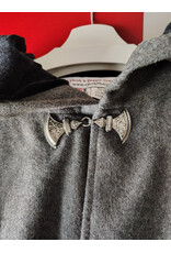 Cloakmakers.com 5895-Heathered Grey Wool Blend Mantel Cloak w/ Battle Axes Clasp