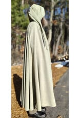 Cloakmakers.com 5896-Lichen Green Polyester Cloak w/ Long Liripipe Hood & Silver Tone Clasp
