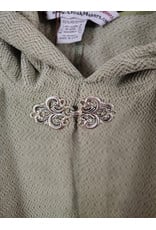 Cloakmakers.com 5896-Lichen Green Polyester Cloak w/ Long Liripipe Hood & Silver Tone Clasp