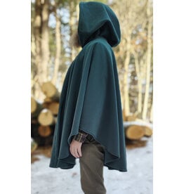 Cloakmakers.com 5897-Washable Green Fleece Ruana Cloak w/ Antique Bronze Tone Clasp