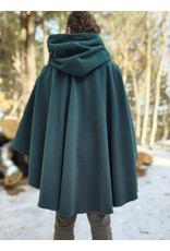 Cloakmakers.com 5897-Washable Green Fleece Ruana Cloak w/ Antique Bronze Tone Clasp
