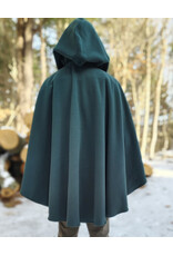 Cloakmakers.com 5897-Washable Green Fleece Ruana Cloak w/ Antique Bronze Tone Clasp