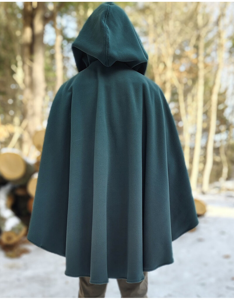 Cloakmakers.com 5897-Washable Green Fleece Ruana Cloak w/ Antique Bronze Tone Clasp