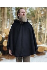 Cloakmakers.com 5898-Black Wool Blend Cloak w/ Flecks Of Gold & Gothic Rose Clasp