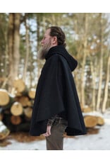 Cloakmakers.com 5898-Black Wool Blend Cloak w/ Flecks Of Gold & Gothic Rose Clasp