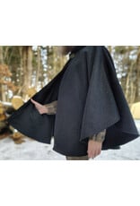 Cloakmakers.com 5898-Black Wool Blend Cloak w/ Flecks Of Gold & Gothic Rose Clasp