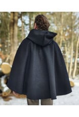 Cloakmakers.com 5898-Black Wool Blend Cloak w/ Flecks Of Gold & Gothic Rose Clasp
