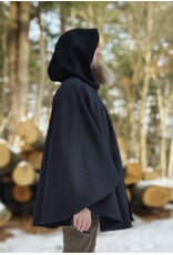 Cloakmakers.com 5898-Black Wool Blend Cloak w/ Flecks Of Gold & Gothic Rose Clasp