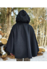 Cloakmakers.com 5898-Black Wool Blend Cloak w/ Flecks Of Gold & Gothic Rose Clasp