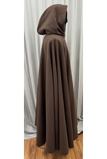 Cloakmakers.com 5563-Washable Faux Wool Brown Cloak w/ Green Velvet Hood Lining W/ Bronze Medallion Clasp