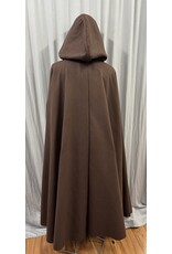 Cloakmakers.com 5563-Washable Faux Wool Brown Cloak w/ Green Velvet Hood Lining W/ Bronze Medallion Clasp